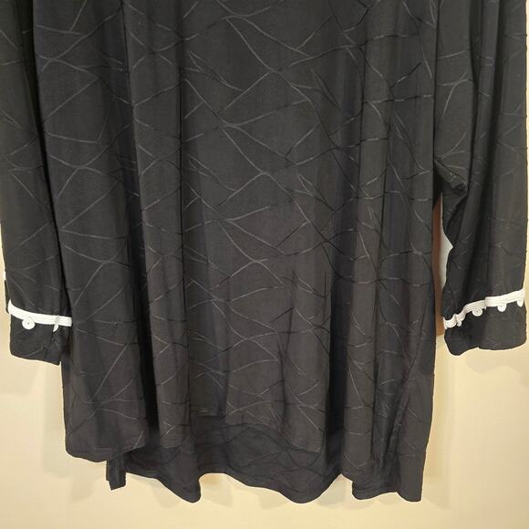 Women's Allison Daley Black Textured V-Neck 3/4 Sleeve Blouse | Size 3X - Picture 8 of 10